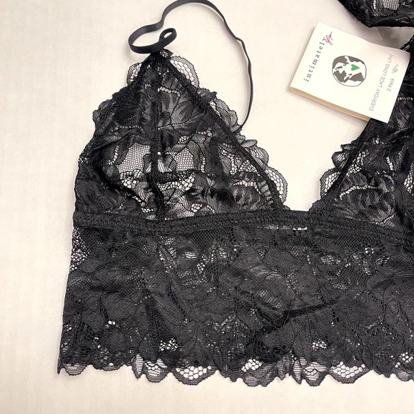 Free People Black Combo Everyday Lace Longline Bralette 2-Pack NWT Size XS - Picture 7 of 12